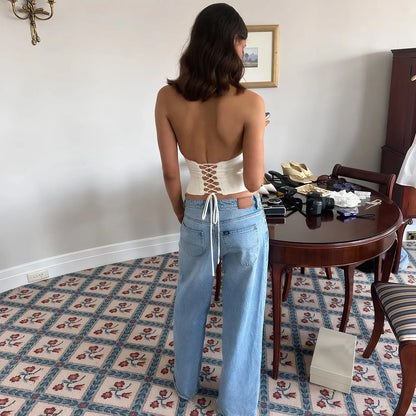 Plunge Backless Halter Top