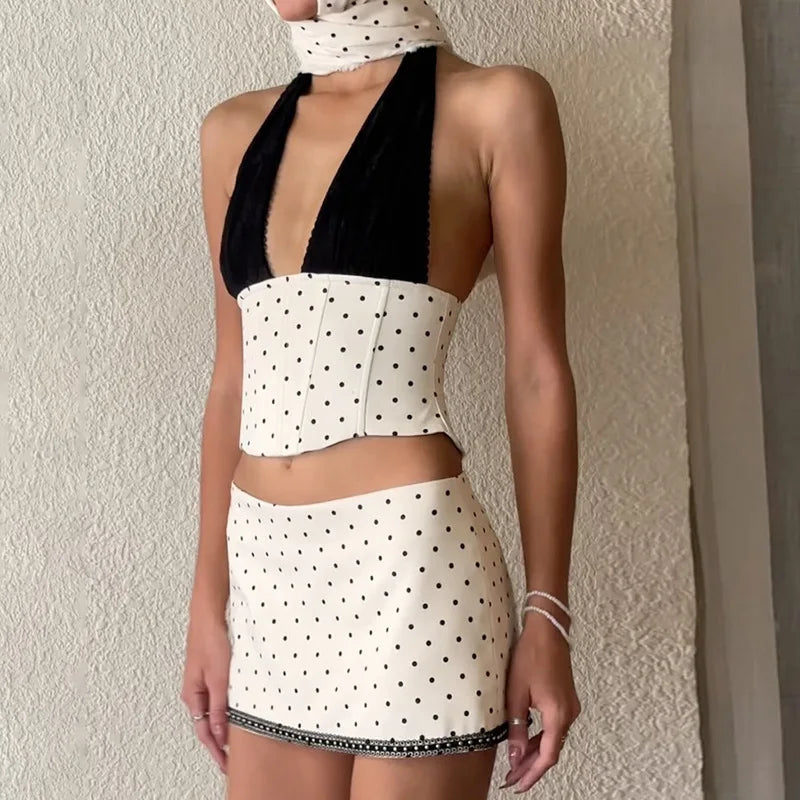 Polka Dot Top & Skirt Set