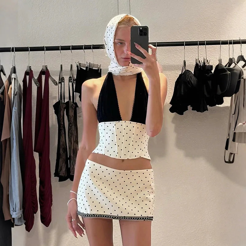 Polka Dot Top & Skirt Set