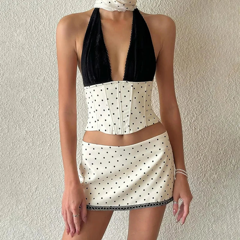 Polka Dot Top & Skirt Set