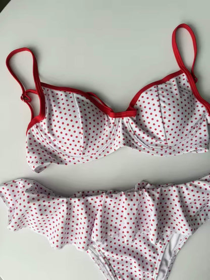Polka Ruffled Bikini Set