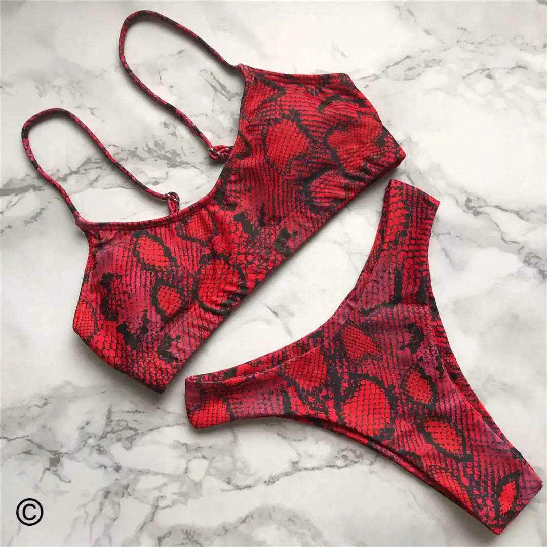 Red Snake Bikini Set