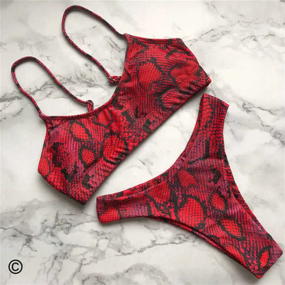 Red Snake Bikini Set