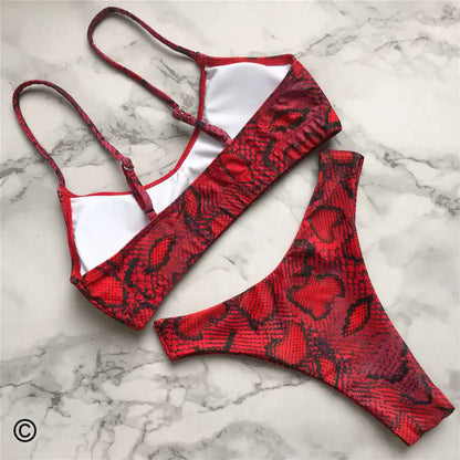 Red Snake Bikini Set