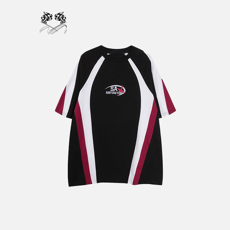 Retro Star Embroidery Sports T-shirt
