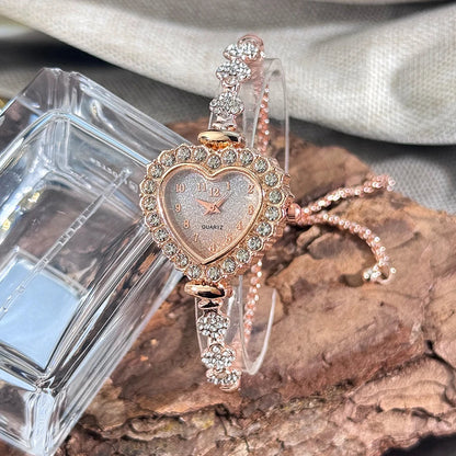 Rhinestone Heart Bracelet Watch