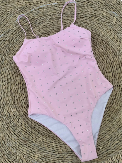 Rhinestone One Piece Swimsuit