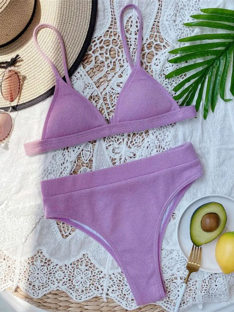 Ribbed Triangle Bikini Set