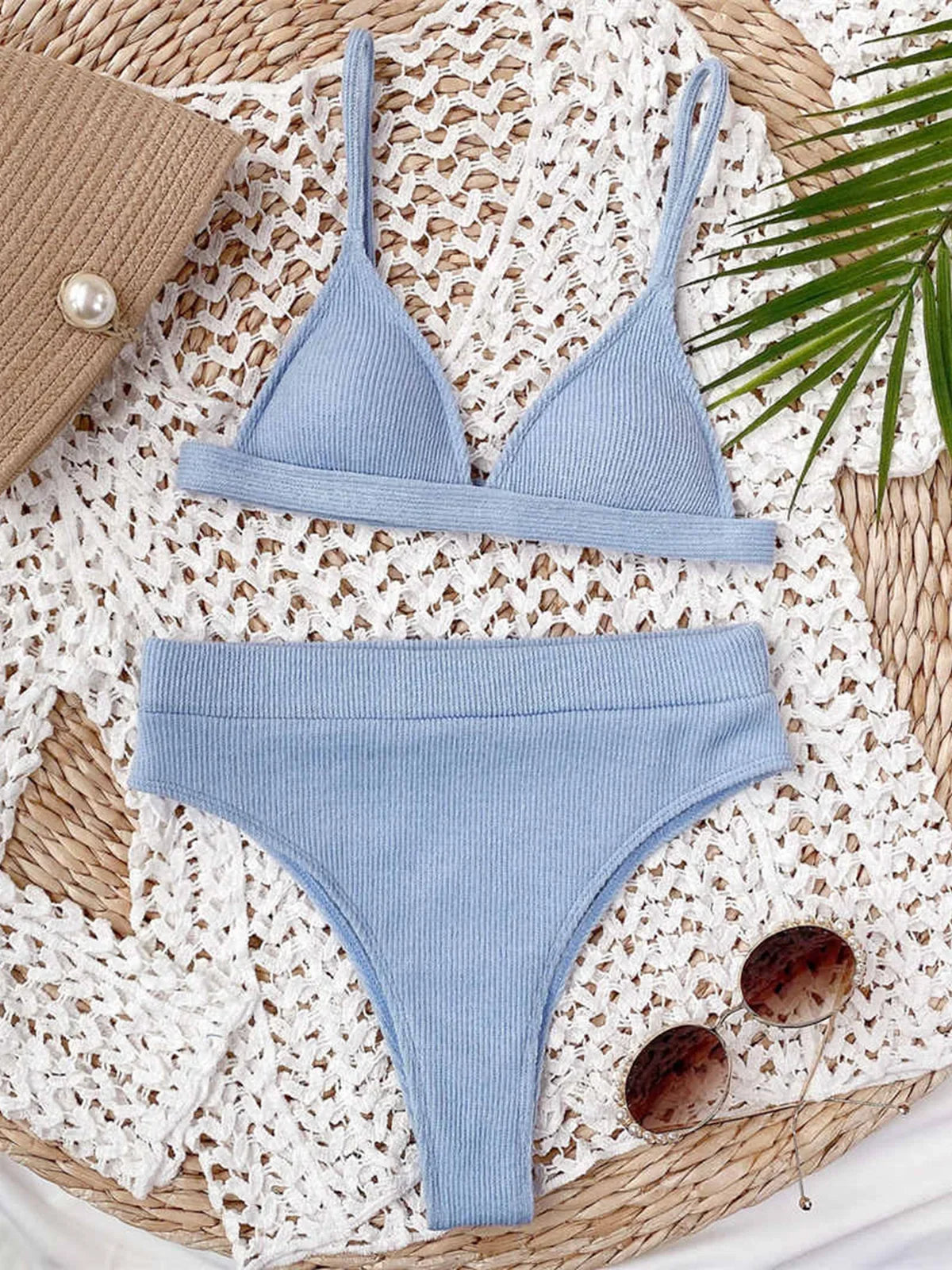 Ribbed Triangle Bikini Set