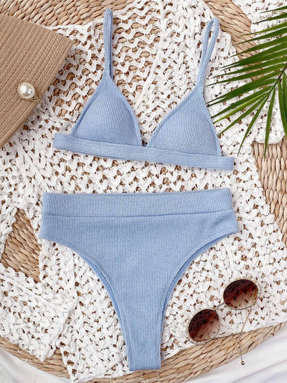 Ribbed Triangle Bikini Set