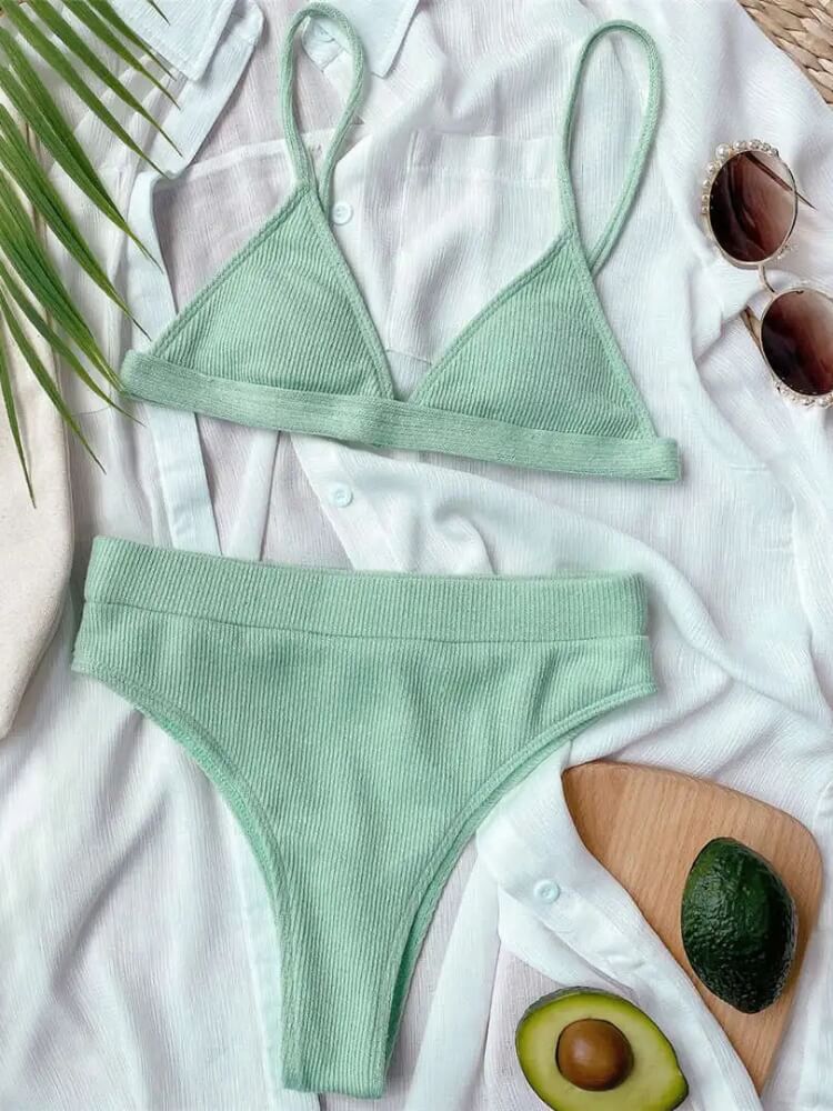 Ribbed Triangle Bikini Set