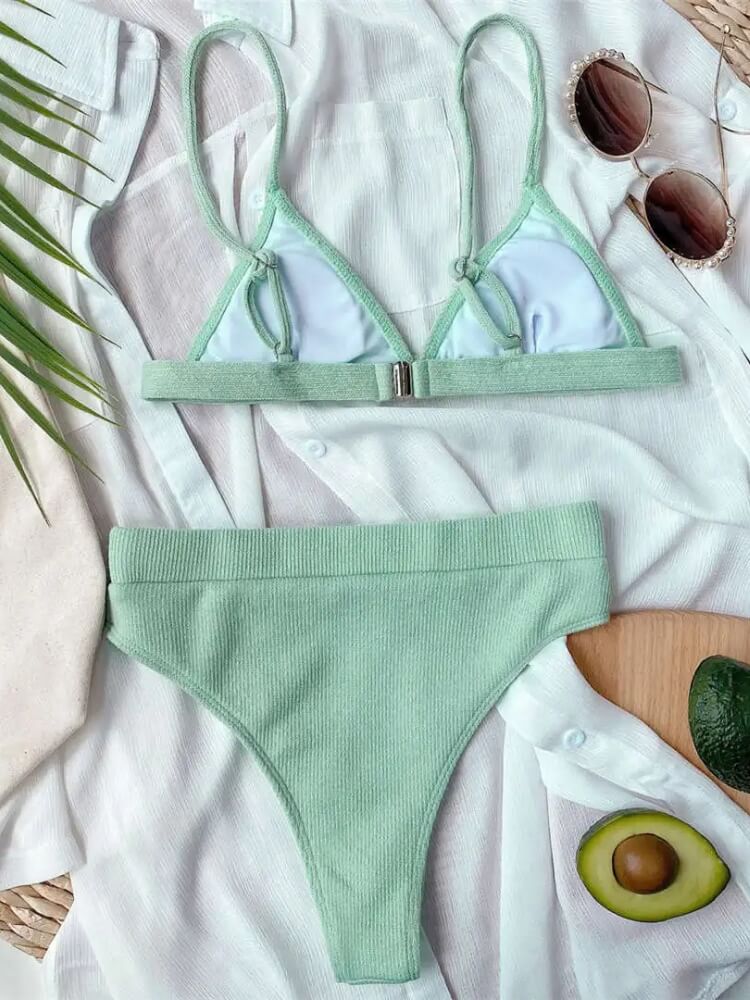Ribbed Triangle Bikini Set