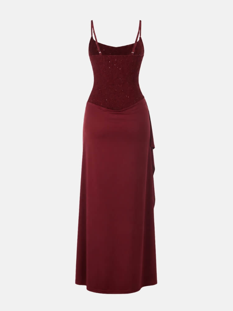 Ruched Satin Maxi Dress