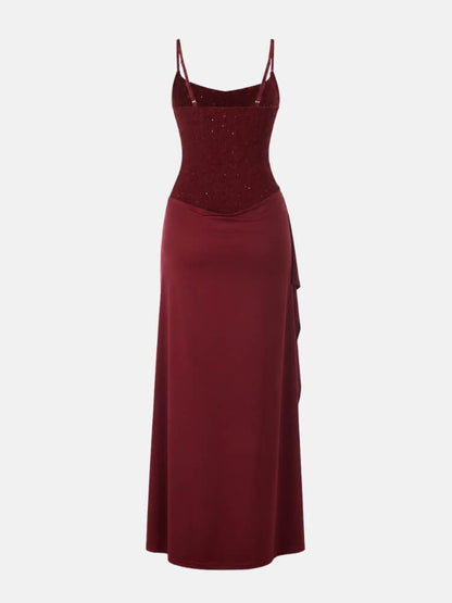 Ruched Satin Maxi Dress