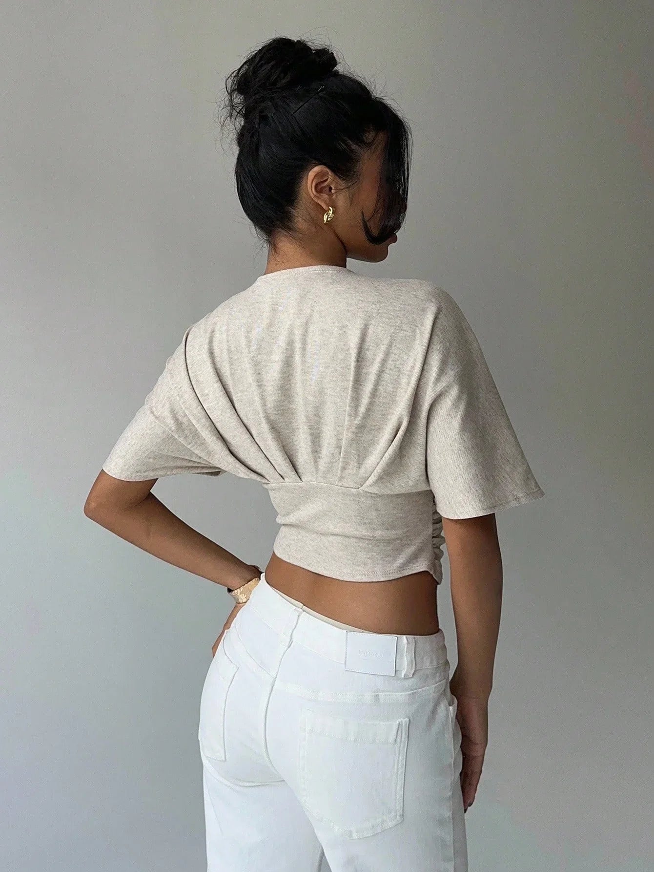Ruched V Neck Crop Top