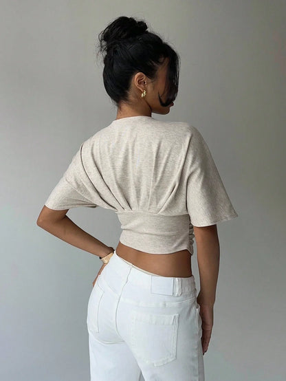 Ruched V Neck Crop Top