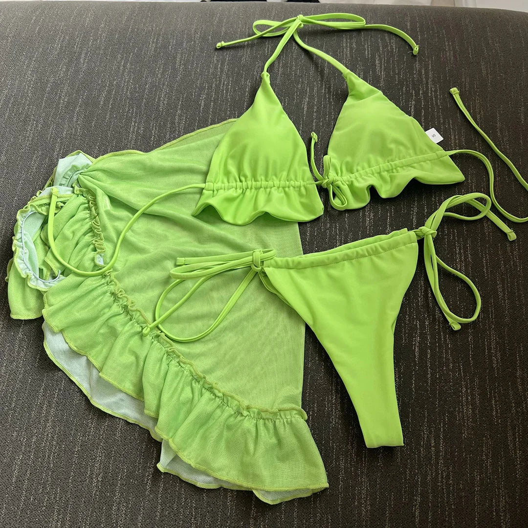 Ruffle Triangle Bikini Set