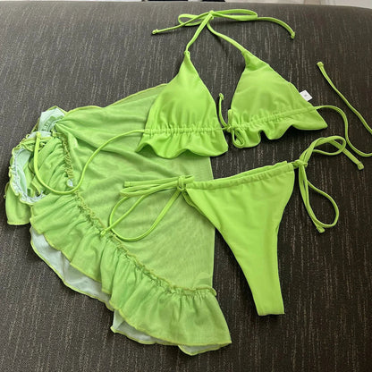 Ruffle Triangle Bikini Set