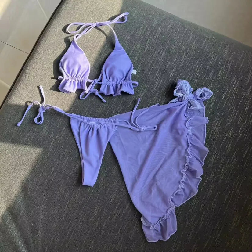 Ruffle Triangle Bikini Set