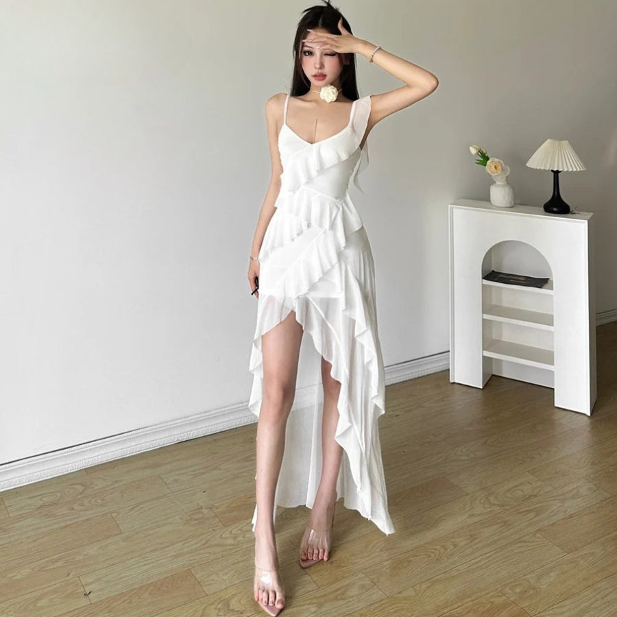 Ruffled Mullet Mini Dress