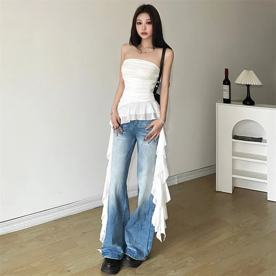 Ruffled Strapless Top