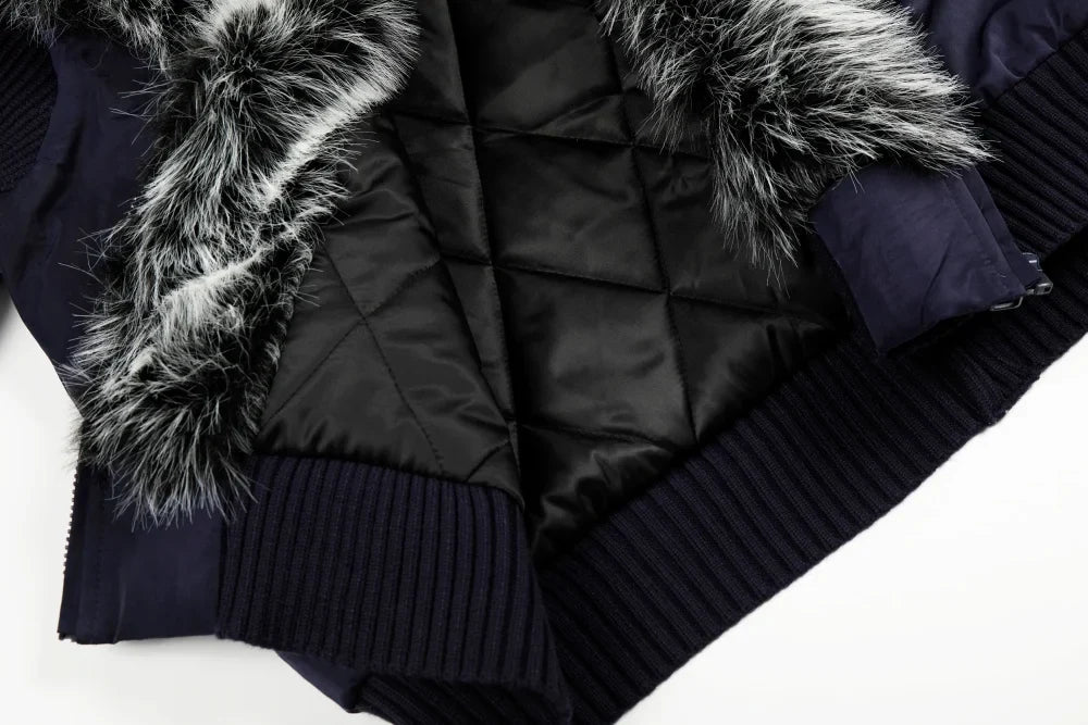 Versatile High Street Quilted Hooded Fur Jacket