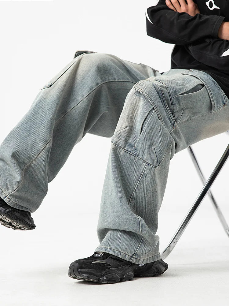 Black & Blue Workwear Denim Cargo Jeans