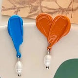 Colorful French Retro Pearl Drop Earrings