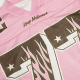 Pink Mesh Jersey Patchwork Long Sleeve Sport T-Shirt