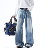 High-Quality Gradient Washed Straight Tube Jeans