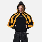 Y2K Breathable Flannel Stripe Patchwork Hoodie
