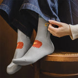Vintage Floral Jacquard Knit Crew Socks