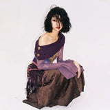 Y2K Japanese Off Shoulder Knitted T-Shirt