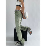 Vintage Washed Multiple Pockets Denim Jeans