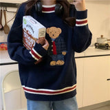 Women Cute Cozy Vintage Bear Knit Sweater