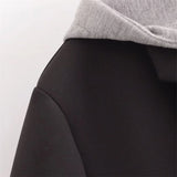 Versatile Fake Two Piece Detachable Hooded Coat