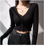 Women Chic Knitted V-Neck Crop Cardigan