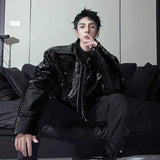 Spring Slim Leather Motorcycle Zipper Jacket