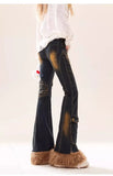 Vintage Patchwork Fringed High Waisted Jeans