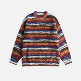 Retro Gradient Embroidery Round Neck Knit Sweater