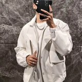 Solid Color Autumn Flight Leather Jacket