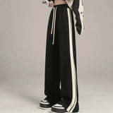 Women Cute Striped High Waist Wide Leg Sweatpants