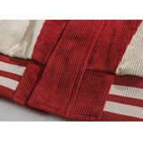 Red Splicing Varsity Jacket