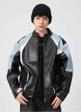 Y2K Windproof Loose Casual PU Leather Race Jacket