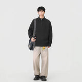 Cozy Ribbed Knit Mock Neck Half Zipper Sweater