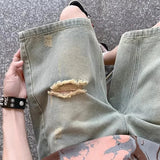 Men's Vintage Distressed Drawstring Denim Short