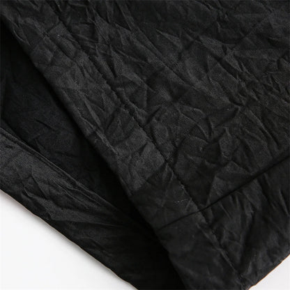 Solid Black Drawstring Shorts