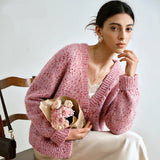 Women Y2K Cozy Chunky Knit V-Neck Cardigan