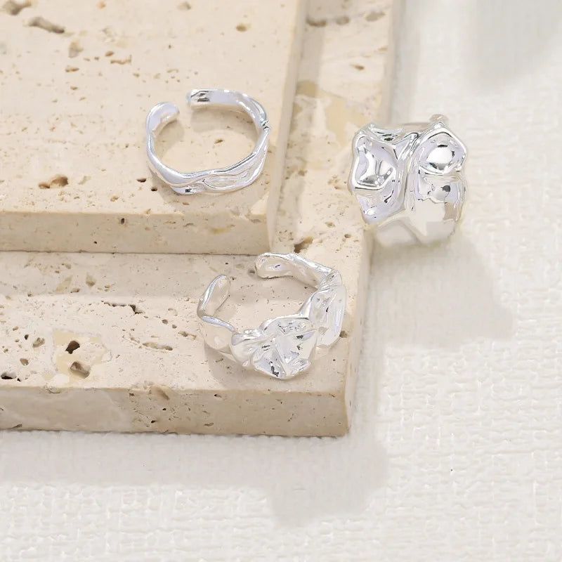 Y2K Vintage Irregular Pleated Open Ring