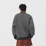 Winter Cool Stripe Knit Crew Neck Sweater